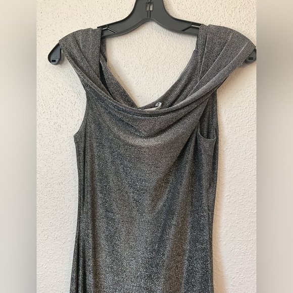 Reformation Jamen Knit Silver Metallic Sparkly Midi Dress Size Medium - Picture 8 of 15